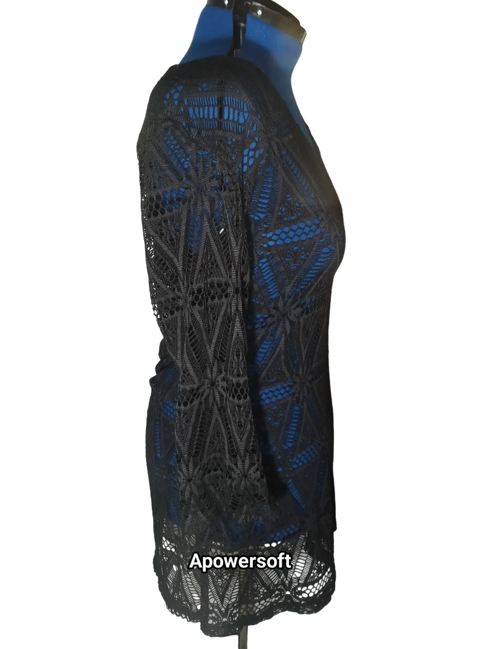 Black Crochet V-Neck Tunic Cover-Up